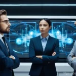 자동화 기술 도입을 위한 변화 관리 - **Prompt 1: The Human Impact of Automation Introduction**
    "A diverse group of office workers, me...