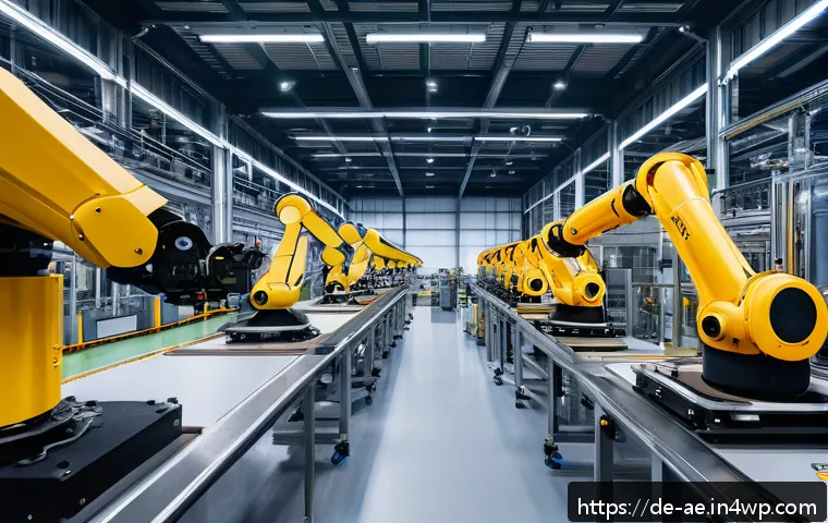 작업 자동화가 기업 혁신에 미치는 영향 - A modern German mid-sized manufacturing plant interior, showcasing a sleek production line with adva...